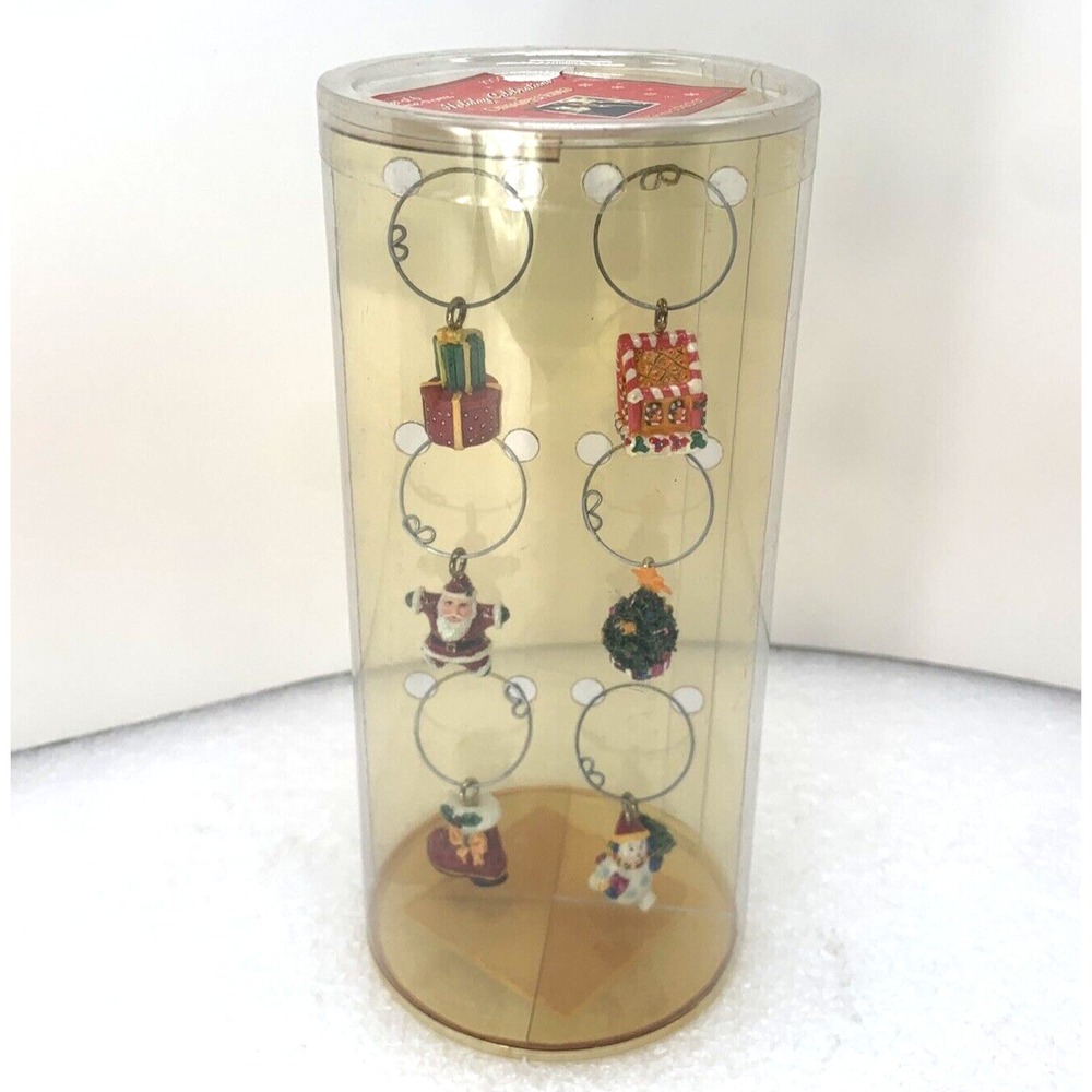 Christopher‎ Radko Holiday Wine Charms Set of 6 Christmas Drink Markers
